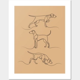 Continuous Line Weimaraners (Camel Background) Posters and Art